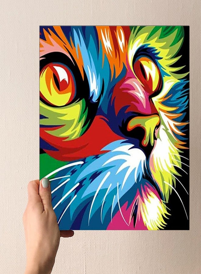 Whattacraft! مجموعة الرسم بالأرقام من واتكرافت للأطفال والكبار | طقم رسم فاخر صغير مؤطر 25×25 سم | ديكور حائط يمكنك صنعه بنفسك | اصنعها بنفسك | مجموعة هدايا فنية | قطة تجريدية - Image 5